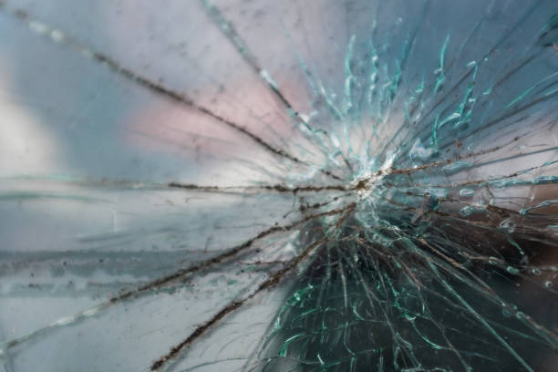 istock Crack on the windshield of the car glass. 1257796247