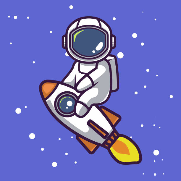ilustraciones, imágenes clip art, dibujos animados e iconos de stock de lindo diseño de mascota astronauta - astronaut