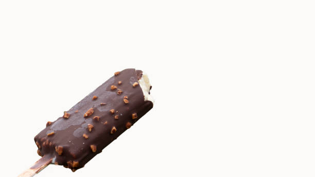 istock Chocolate ice cream with skewers Isolated on white background 1257807062