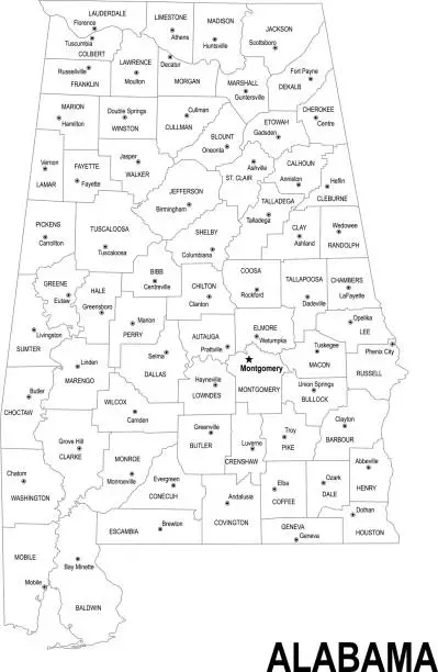 Vector illustration of Outline map of Alabama