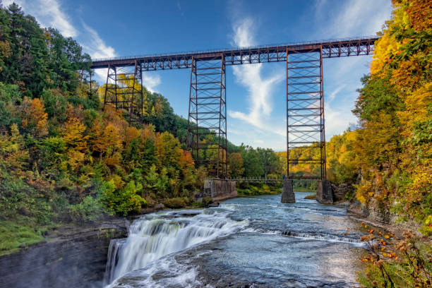 istock Upper Falls And Old Railroad Trestle At Letchworth State Park 1257812306