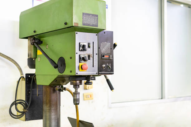 Drilling head control panel spindle and chuck holder of vertical table drilling machine for manufacturing in industrial