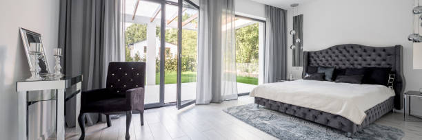 istock Glamour style bedroom, panorama 1257817679