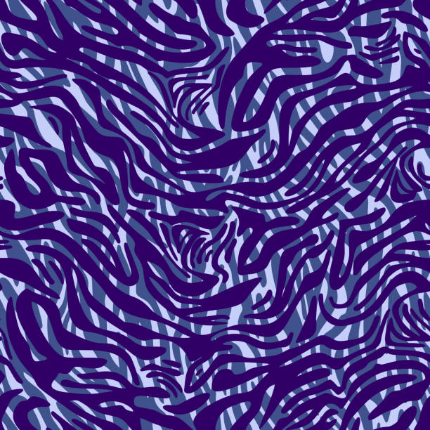 istock Geometric seamless pattern made of rough borders stripes mixed with curved wavy lines. Artistic zebra striped animal skin texture background. Abstract shapes. Fashion style. 1257817713
