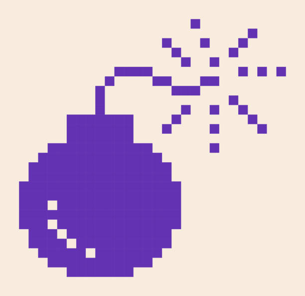 Pixel Bomb Pixel bomb symbol design element. fuse cartoons stock illustrations