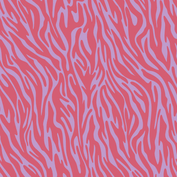 Vector zebra skin seamless pattern. Animal fur stripes texture ornament. Curved wavy lines  Stylish fashion illustration for design of fabric and textile. Vector zebra skin seamless pattern. Animal fur stripes texture ornament. Curved wavy lines  Stylish fashion illustration for design of fabric and textile. red camouflage pattern stock illustrations