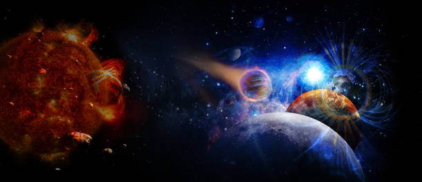 istock Panoramic view of planets in distant solar system in space. Elements of this image furnished by NASA. 1257830915