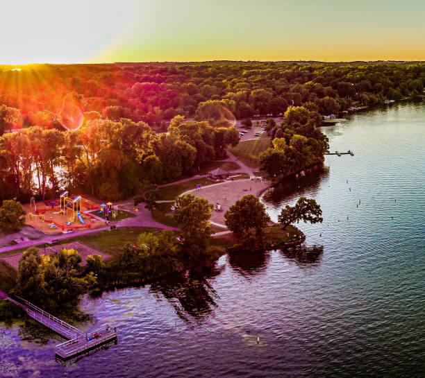 istock Golden hour over a park 1257832343