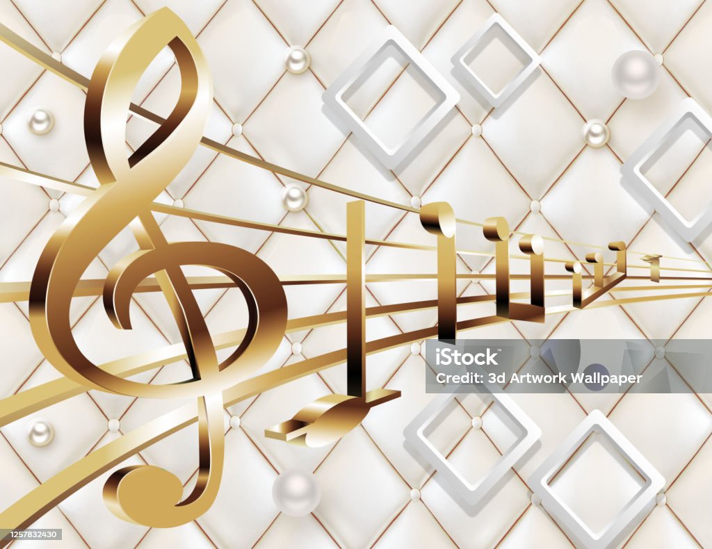 Hình Nền Tranh Tường 3d Trong Nền Màu Be Minh Họa 3d Của Các Nốt ...