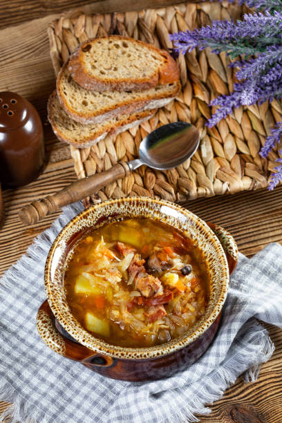 istock Traditional russian sour cabbage soup 1257833568