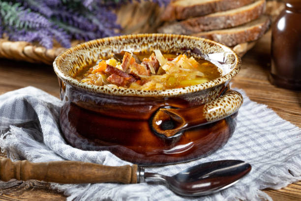 istock Traditional russian sour cabbage soup 1257833588