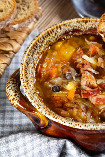 istock Traditional russian sour cabbage soup 1257833646