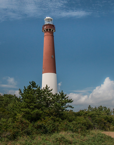 Iconic and historic Barnegat Lighthouse stands tall at the Jersey shore