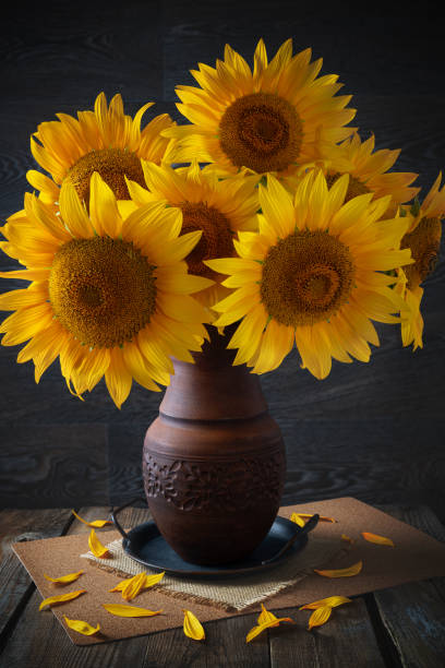 istock Sunflower in a vase on the table. 1257836176