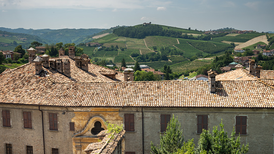 View on the Western Langhe from Neive, Piedmont - Italy. High quality photo