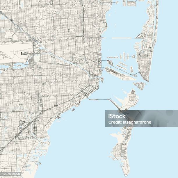 Miami Texture Map Miami Florida Vector Map Stock Illustration - Download Image Now - Map ...