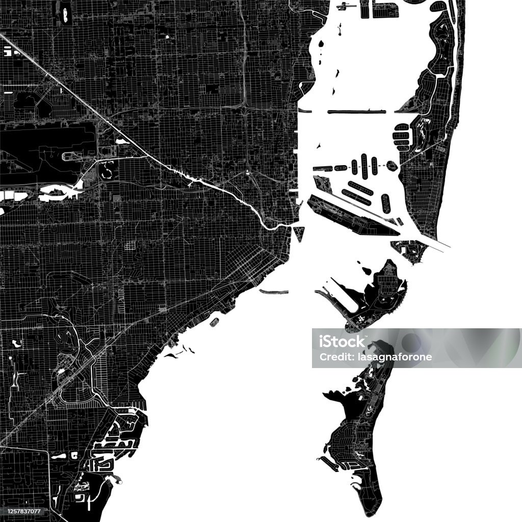 Miami Texture Map Miami Florida Vector Map Stock Illustration - Download Image Now - City ...