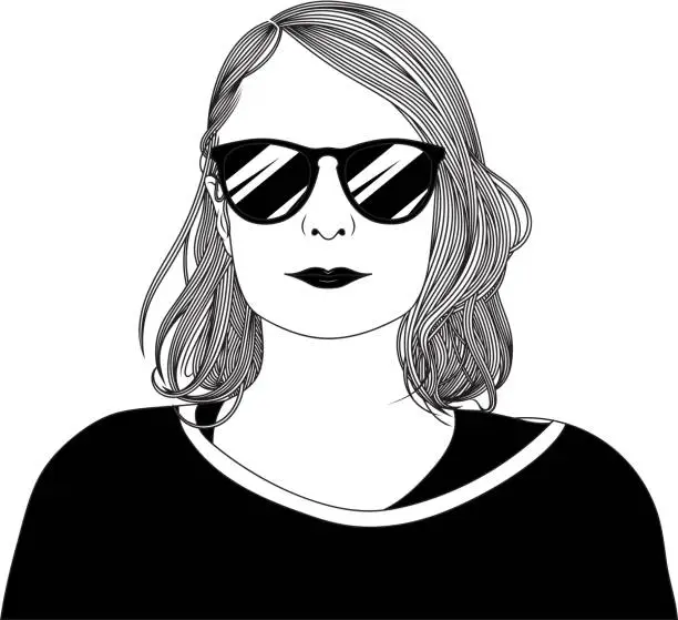 Vector illustration of Girl with sunglasses