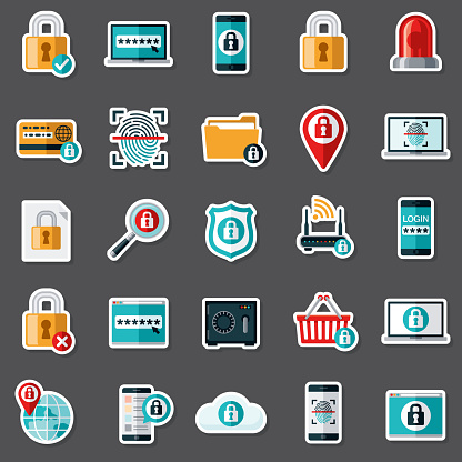 Network Security Sticker Online Security Sticker Set Stock Illustration - Download Image Now ...