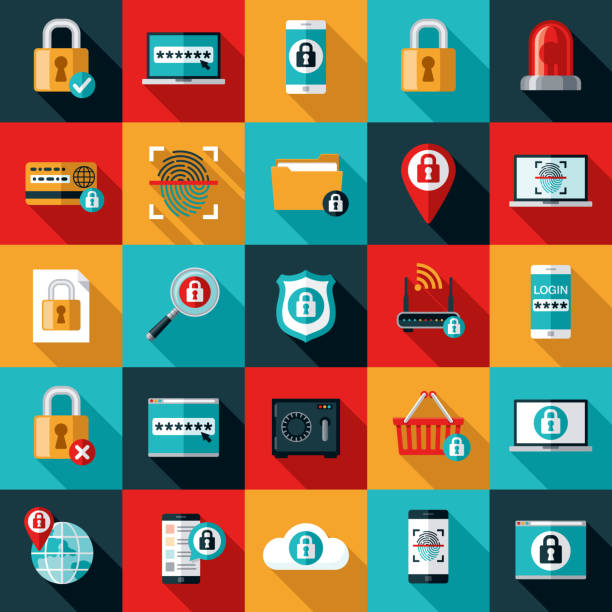 ilustrações de stock, clip art, desenhos animados e ícones de online security icon set - padlock lock security system security