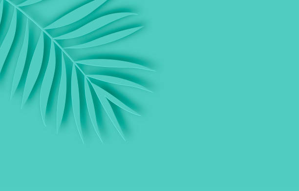 istock Tropical paper palm leaves frame. Summer tropical leaf. Origami exotic hawaiian jungle, summertime background. Paper cut. Minimal. Pastel art colorful style. 1257844054