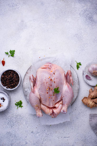 istock Raw chicken with herbs and spices 1257844415