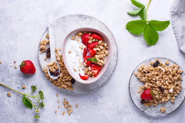 istock Granola with Greek yogurt and strawberry 1257844423