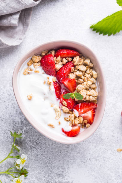 istock Granola with Greek yogurt and strawberry 1257844426