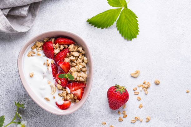 istock Granola with Greek yogurt and strawberry 1257844427