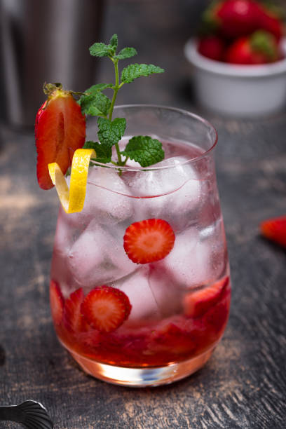 istock Refreshing cold summer strawberry cocktail 1257845062