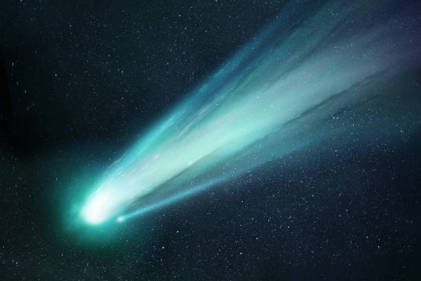 Comet Neowise Close Up Passing The Sun Comet Neowise passing the sun and releasing gases creating a tail and coma. Illustration. comet stock pictures, royalty-free photos & images