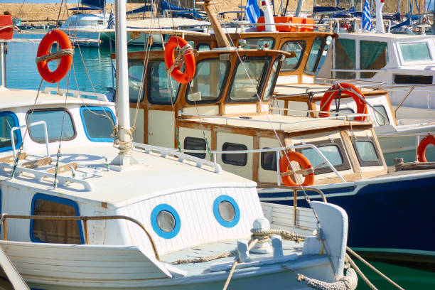istock Moored fishing boats 1257848172