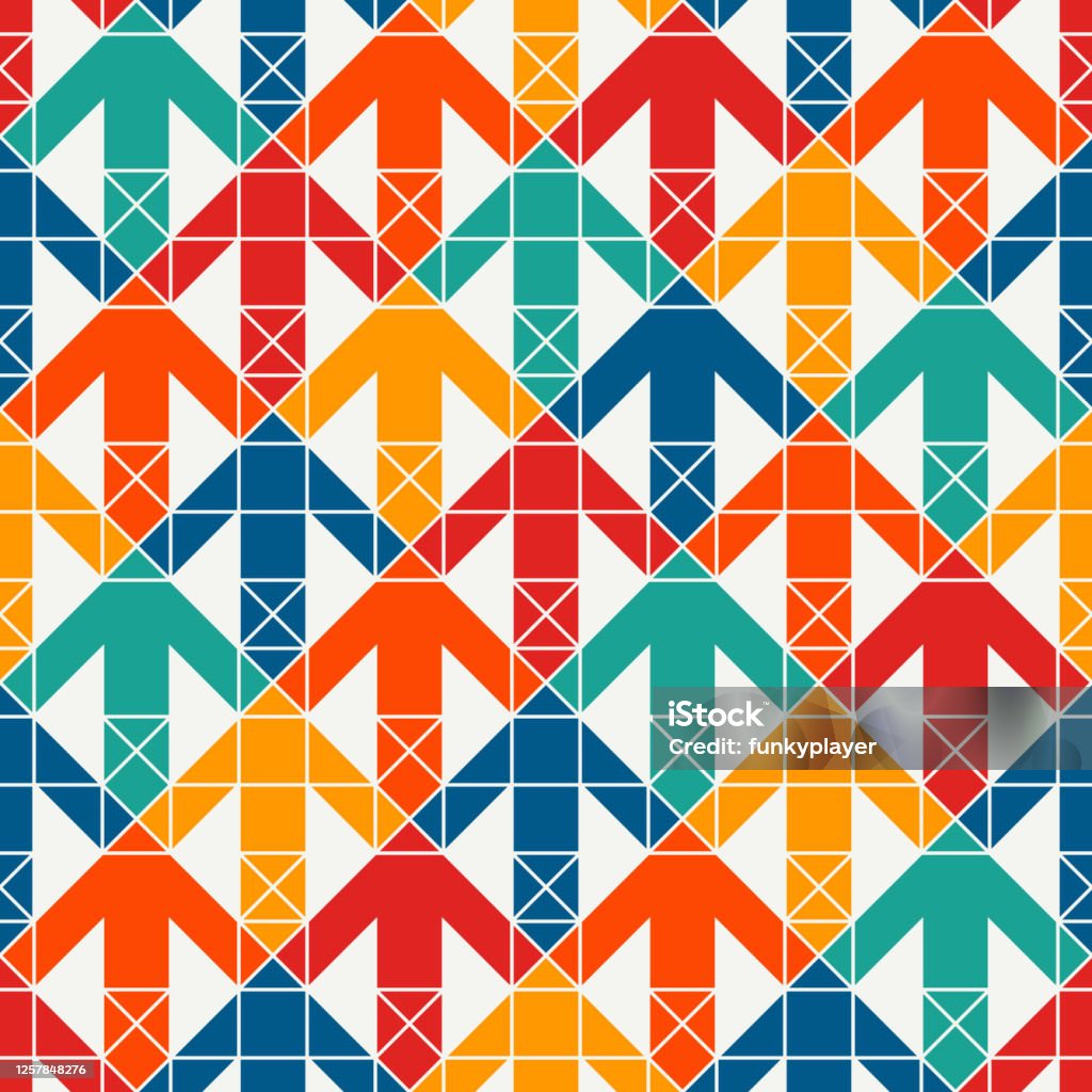 Interlocking Arrow Pattern Bright Print With Interlocking Arrows Contemporary Background With ...