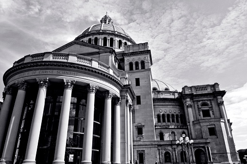Architecture of Boston in black and white