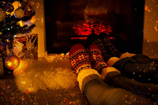 istock woolen socks near fireplace 1257854292