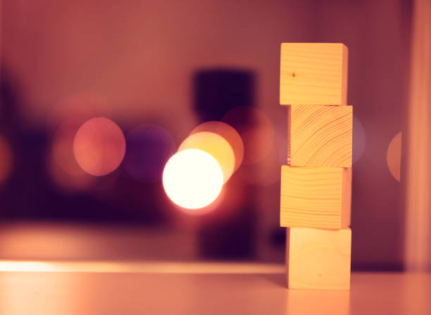 Wood Block Cubic on table