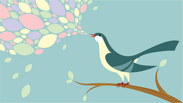 birdsong - bird singing music pattern stock-grafiken, -clipart, -cartoons und -symbole