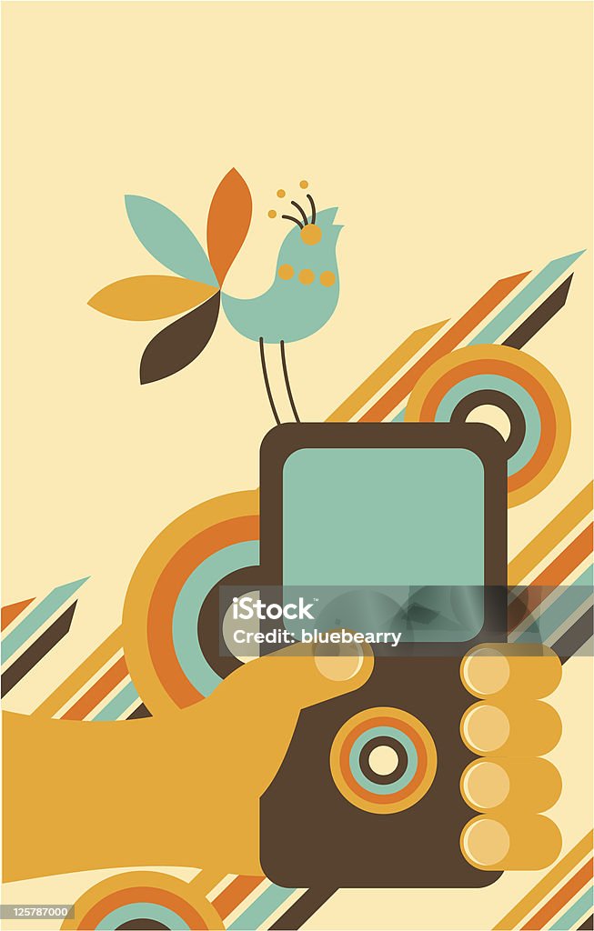 Hand halten Handy mit Vogel - Lizenzfrei Abstrakt Vektorgrafik