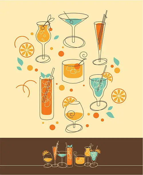 Vector illustration of Cocktail Set