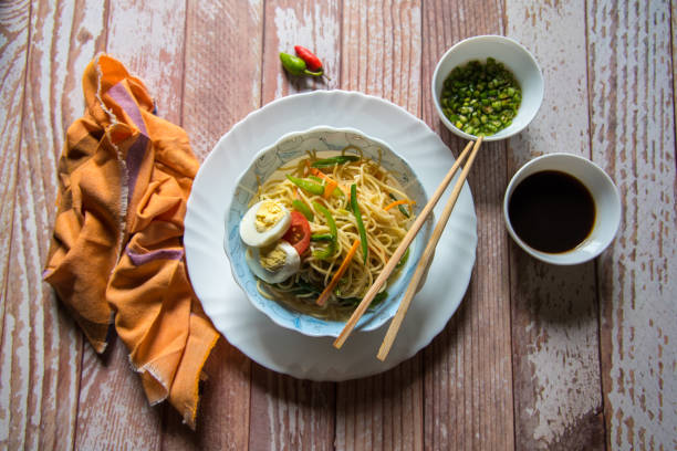 istock Noodles and condiments with top view 1257887253
