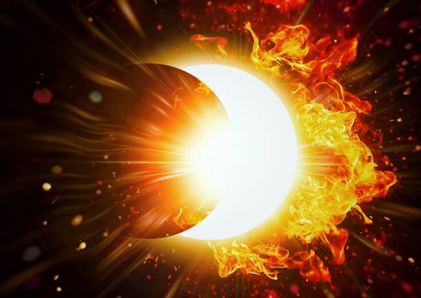 istock 3D illustration where the sun and planet overlap 1257889352