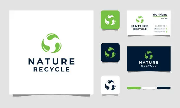 Vector illustration of Nature Recycling Leaves with business Card Design Vector