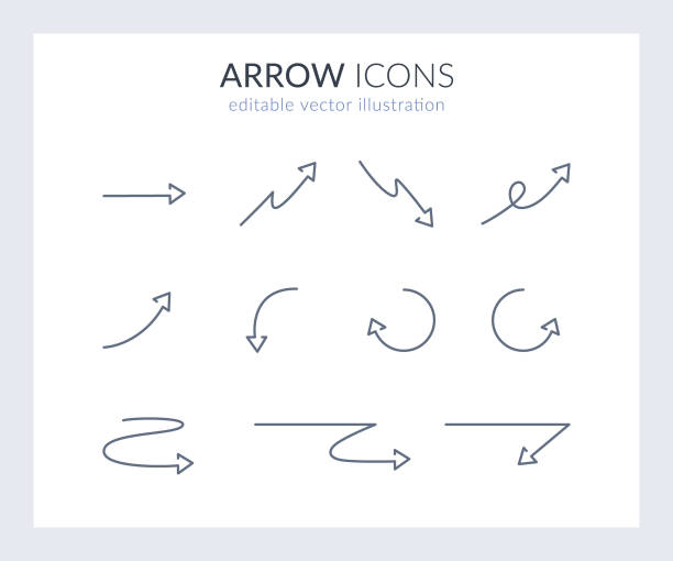 arrow icon set for web and app thin line drawing arrows. editable stroke vector illustration bike hand signals stock illustrations