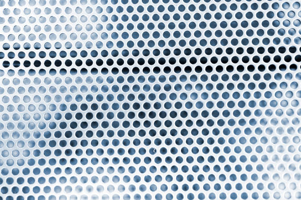 Metal mesh, with circular perforation, stainless steel. continuous pattern