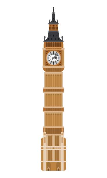 uhrturm big ben london. wohnung auf demhintergrund - big ben london england tower clock tower stock-grafiken, -clipart, -cartoons und -symbole