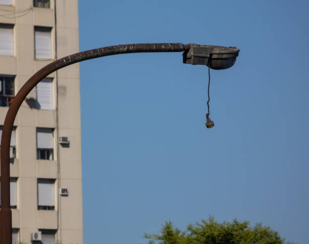 Lamp burned down in the city