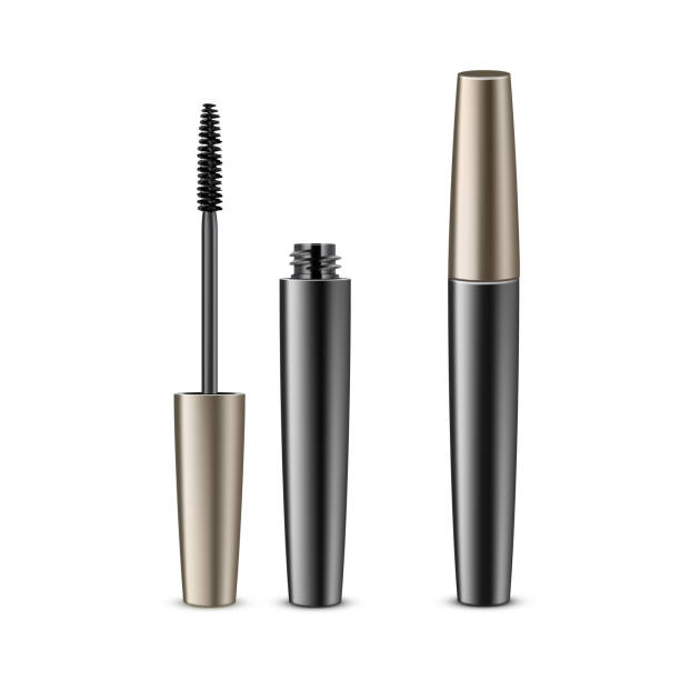 istock Vector Opened Closed Black Mascara in Golden Tube 1257906517