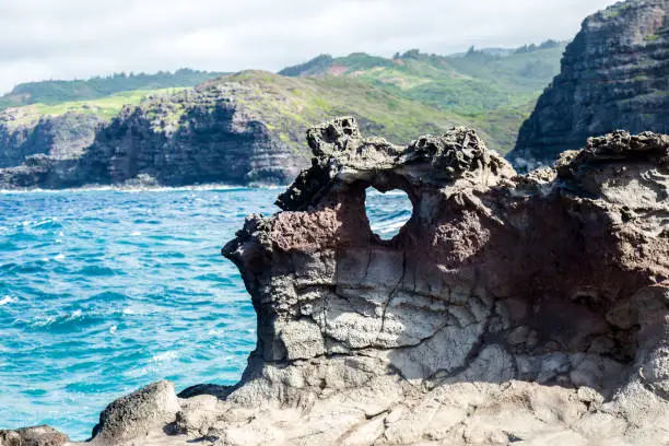 There is a heart shape hole on a rock right next the the blowhole in Maui