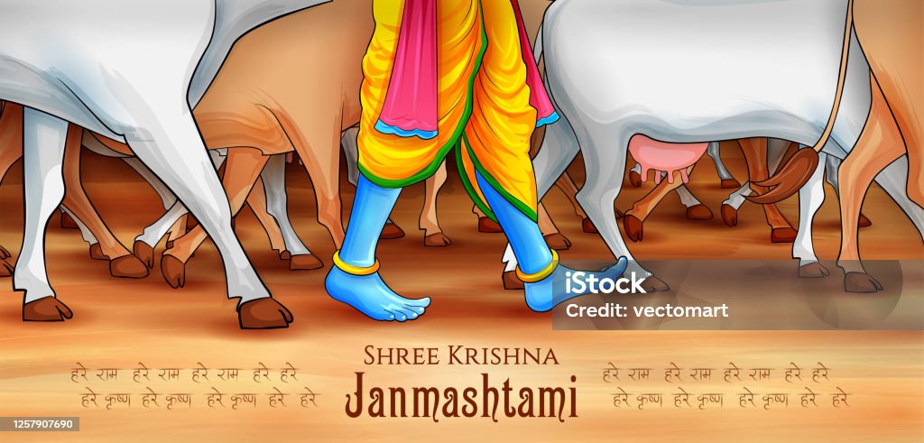 Lord Krishna In Happy Janmashtami Festival Background Of India Stock  Illustration - Download Image Now - iStock