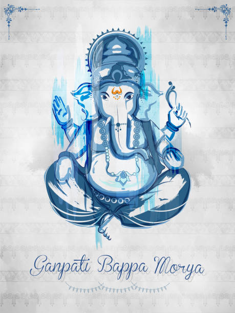 Lord Ganpati background for Ganesh Chaturthi festival of India illustration of Lord Ganpati background for Ganesh Chaturthi festival of India with message meaning My Lord Ganesha elephant art stock illustrations